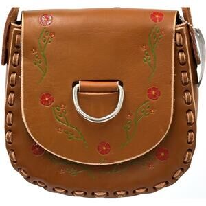 Wilsons Leather Floral Tulip Crossbody Saddle Bag Brown Bobo Western NWT CUTE